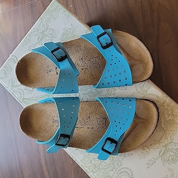 Birki's by Birkinstock aqua blue 2 strap sandles - Picture 2 of 9
